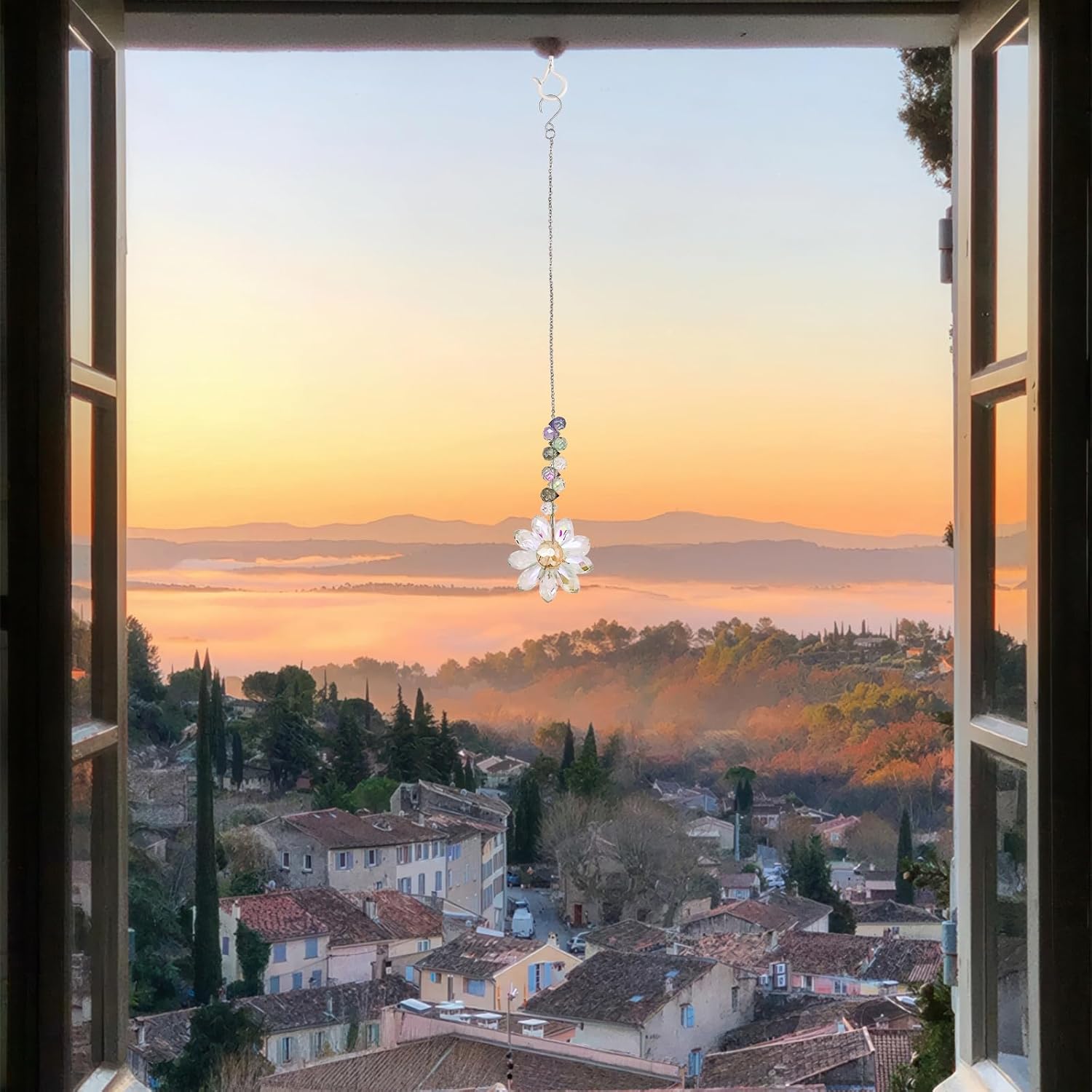 2PCS Crystal Sunflower Suncatchers for Windows Hanging, Sun Catcher Colorful Flower Prisms Rainbow Maker Pendants Hanging Ornaments for Indoor Outdoor Home Patio Garden Decor - Image 6