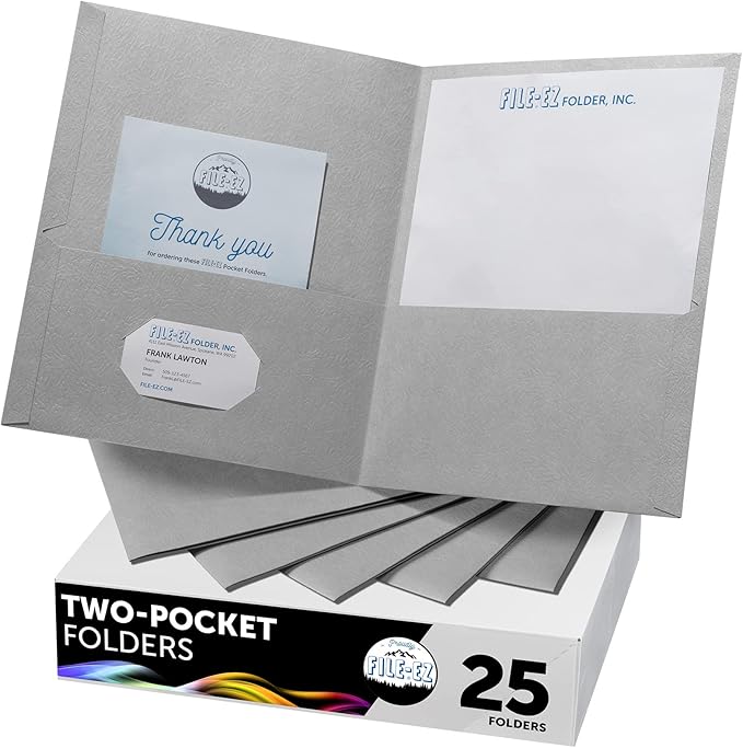 FILE-EZ Two-Pocket Folders - Essential for organizing trademark application documents and legal paperwork