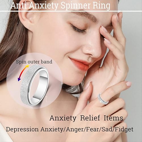 Miniatura 2 de Anillo giratorio para la ansiedad para mujeres, anillos para ansiedad, anillos para ansiedad, juguetes para aliviar la ansiedad, juguetes para