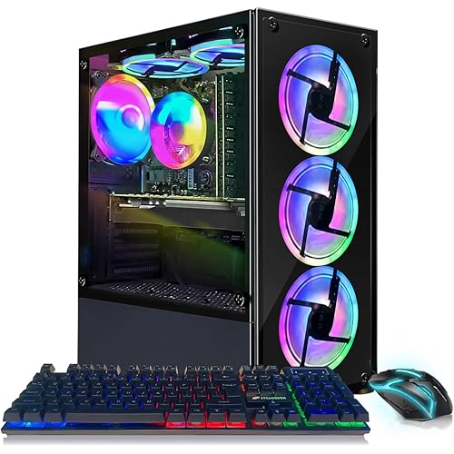 STGAubron Gaming PC Computer Desktop, 8th Gen Intel Core i7 up to 4.1G, GeForce RTX 3050 6G, 32G DDR4, 1T SSD, WiFi 6, BT 5.2, RGB Fan x6, Windows 11 Home