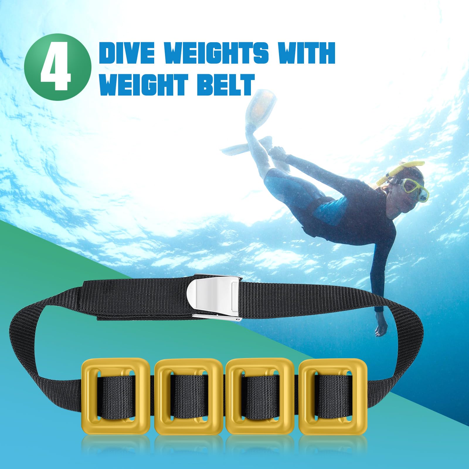 TOOSOAR Tauchgewichte 4x500g - Gürtel Für Gerätetauchen & Freitauchen