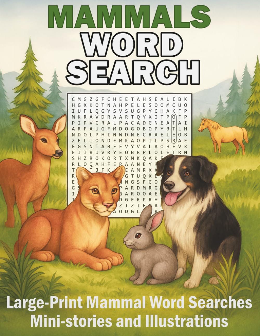 Mammals Word Search: Large-Print Mammal Word Searches Mini-stories and Illustrations