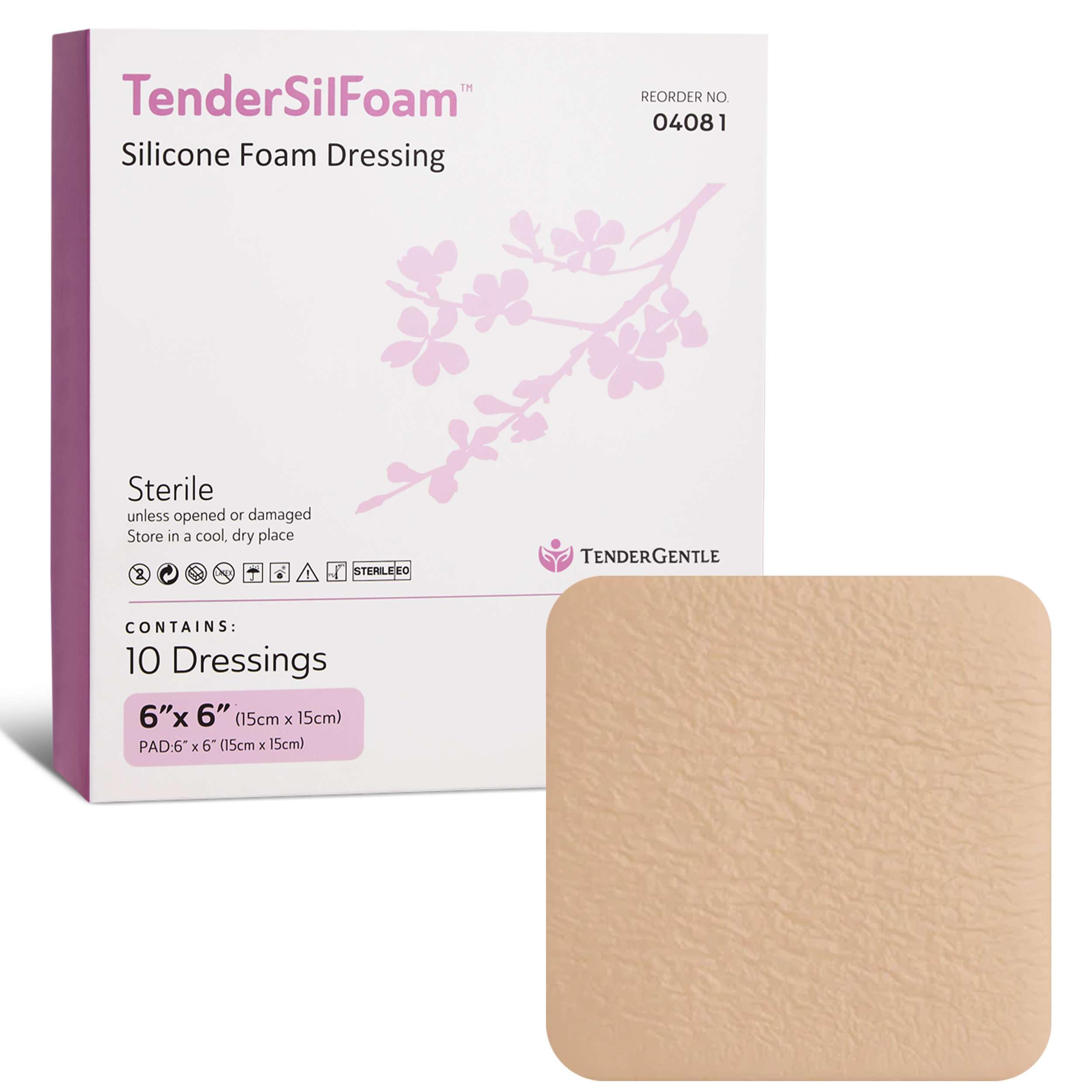 Silicone Foam Pad Without Border - 10 6x6 Silicone Foam Dressings for Wound Care & Dressings - Sterile, Absorbent, and Good for Sensitive Skin