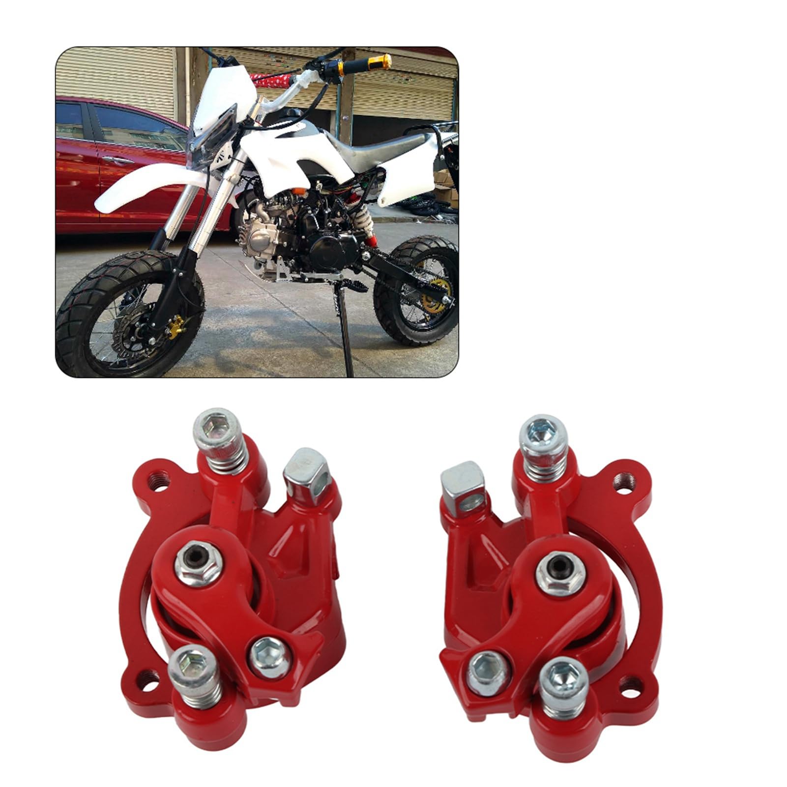 Front and Rear Disc Brake Caliper Pads Set (4 Pads + 2 Calipers) for Chinese Mini Moto Kid ATV Quad ¨C High-Friction, Heat-Resistant, Durable Brake Kit