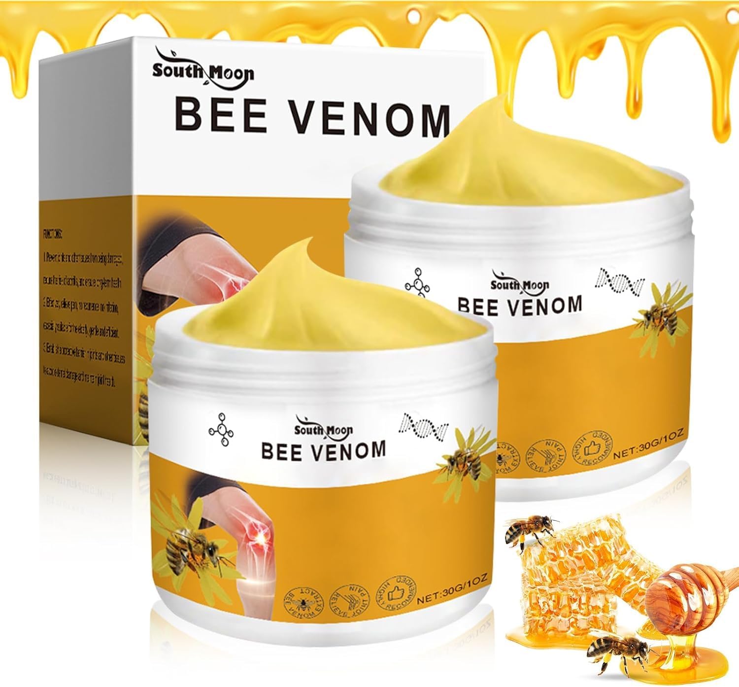 Azonee Bee Cream, Bee Advanced Joint and Bone Cream, Bee Professional Joint Cream, Advanced Propolis Joint Cream, Bee Gel, For Neck, Waist, Back, Hands, Feet and Legs (2 Pcs)