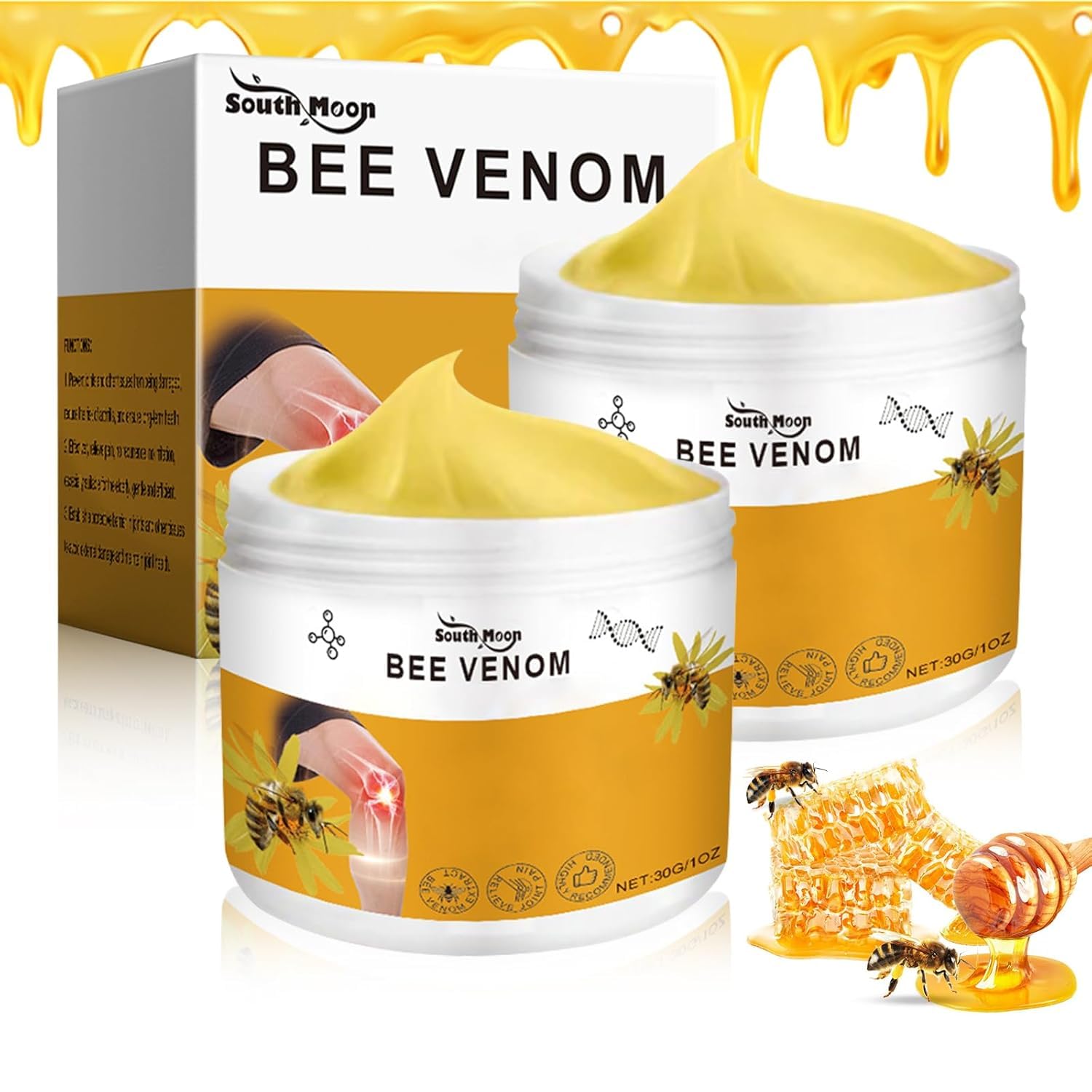 Azonee Bee Cream, Bee Advanced Joint and Bone Cream, Bee Professional Joint Cream, Advanced Propolis Joint Cream, Bee Gel, For Neck, Waist, Back, Hands, Feet and Legs (2 Pcs)