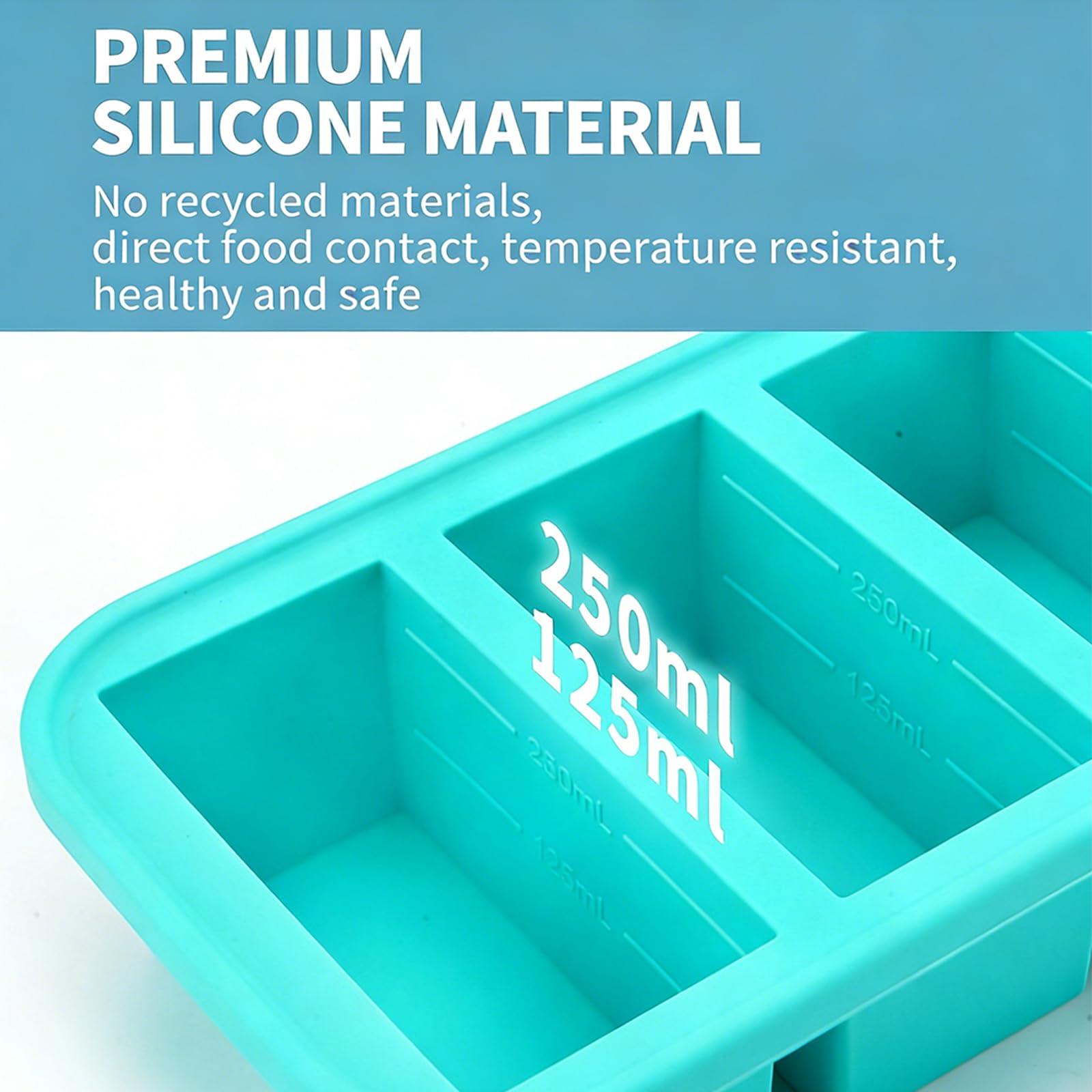 Paquete de 12 moldes flexibles de silicona con forma fría que incluyen cubiertas protectoras y bordes reforzados para una cocina ordenada y conservación organizada, recipientes de silicona resistentes