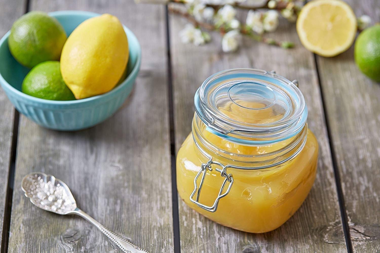 CLVJ Kitchen Square Shape with Rust Proof Air Tight Clip Lock Cap Jar (550 ml) -Glass Utility Container (8)