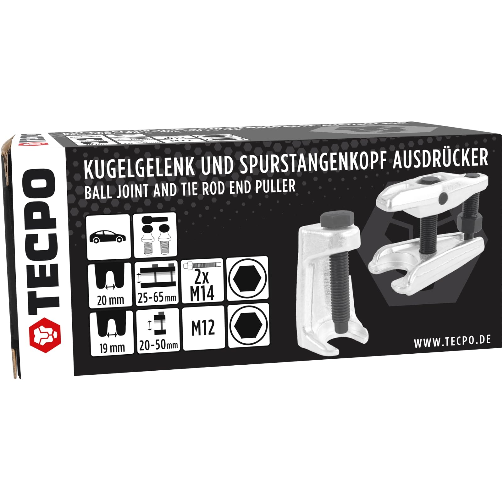TECPO Kugelgelenk Spurstangenkopf Abzieher, 2-teilig Set – Traggelenk Ausdrücker Kugelgelenkabzieher Satz KFZ Auto Werkzeug Spezialwerkzeug