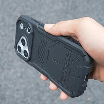 FATBEAR Graphene Rugged Rubber Shockproof Case for iPhone 17 Pro Max, Black | 1.2M Drop Defense, Compatible with MagSafe, Fast Heat Dissipation, Anti-Slip Design with Lanyard Holes