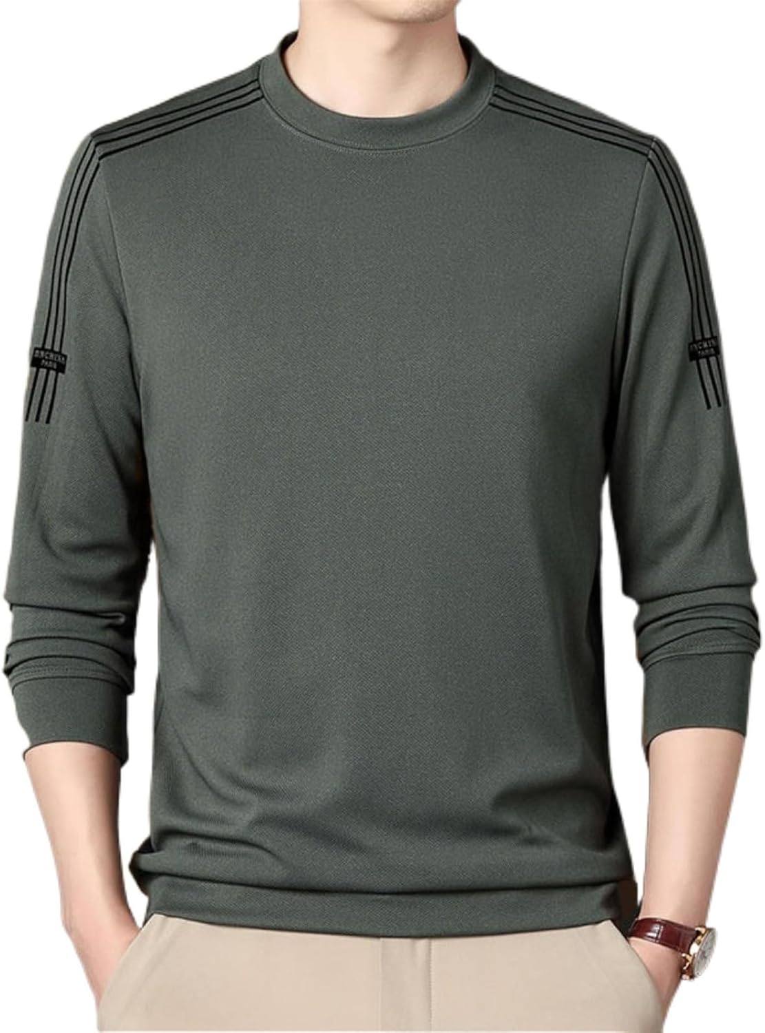Men's Autumn Long-Sleeved Round Neck Sweater Casual Base Shirt