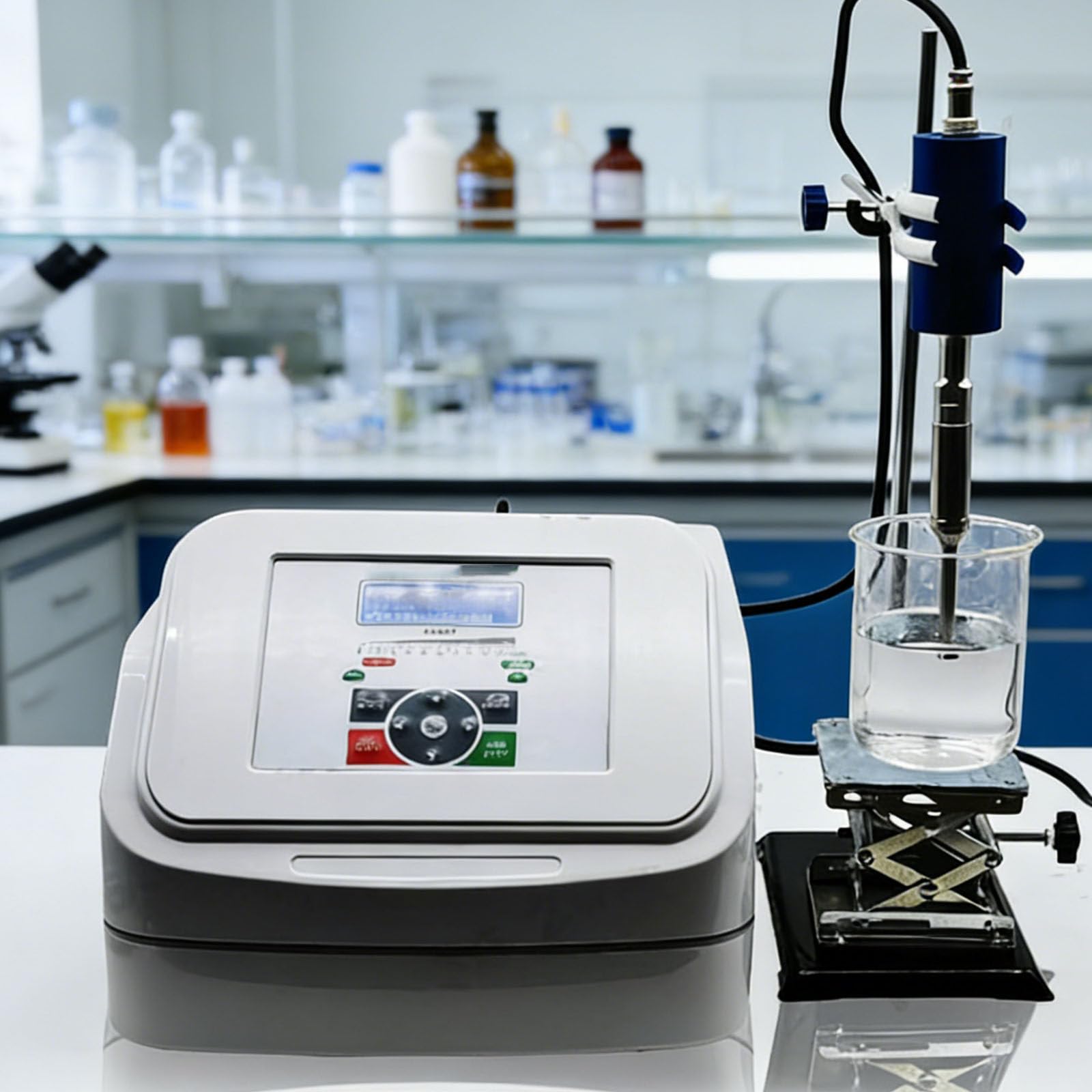 Drmoxin Ultrasonic Homogenizer - Lab Emulsifier Machine, Digital Control Sonicator Processor, On/Off Pulse Timer for Liquid Emulsification and Homogeneous Dispersion 10mmprobe