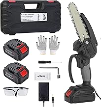 ShreeVoke Mini Chainsaw 6 Inch, Cordless Mini Chainsaw Battery Powered with 21V 4000mAh Rechargeable Battery, One-Hand Use Electric Chainsaw, Handheld Chainsaw for Tree Trimming Wood Cutting