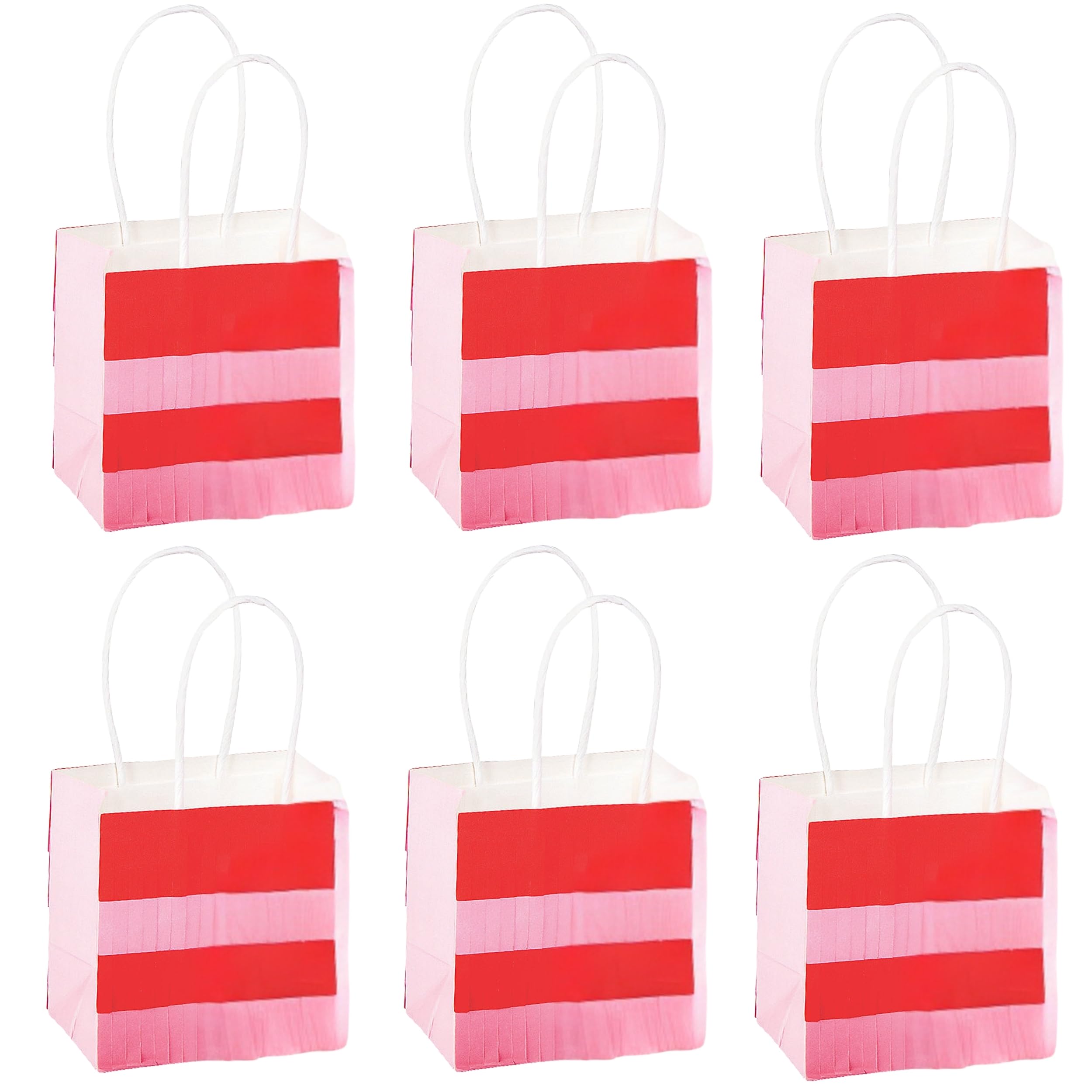 Fun Express Valentine Tissue Fringe Treat Bags – Fun & Colorful Party Favor Bags for Valentines Day Weddings Birthdays & Special Occasions – Tissue