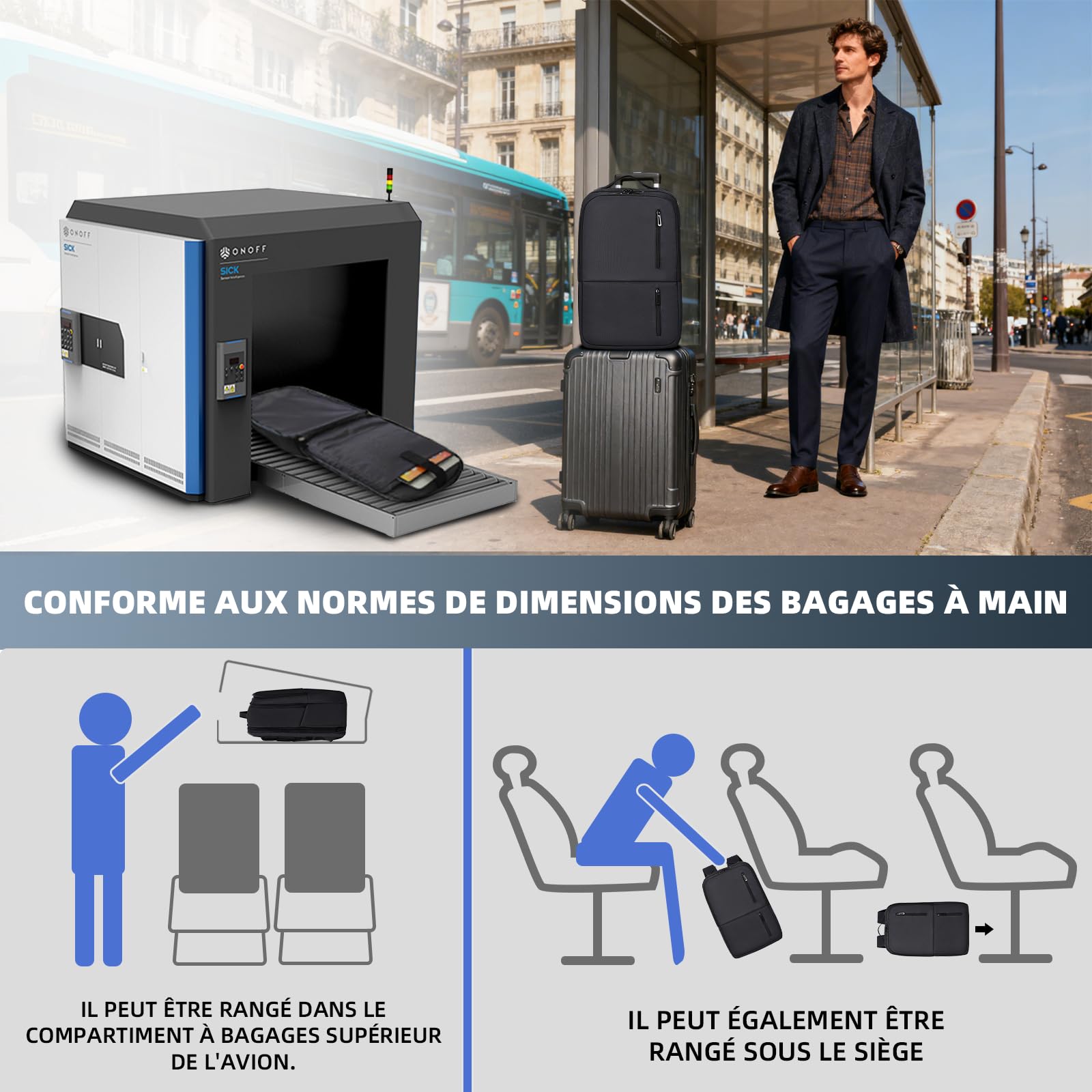 Sac à dos pour Ordinateur Portable 17,3 Pouces, sac à dos de Voyage Professionnel Imperméable avec port de Recharge USB, sac à dos Compact pour Homme et Femme, sac léger pour le Travail et les études
