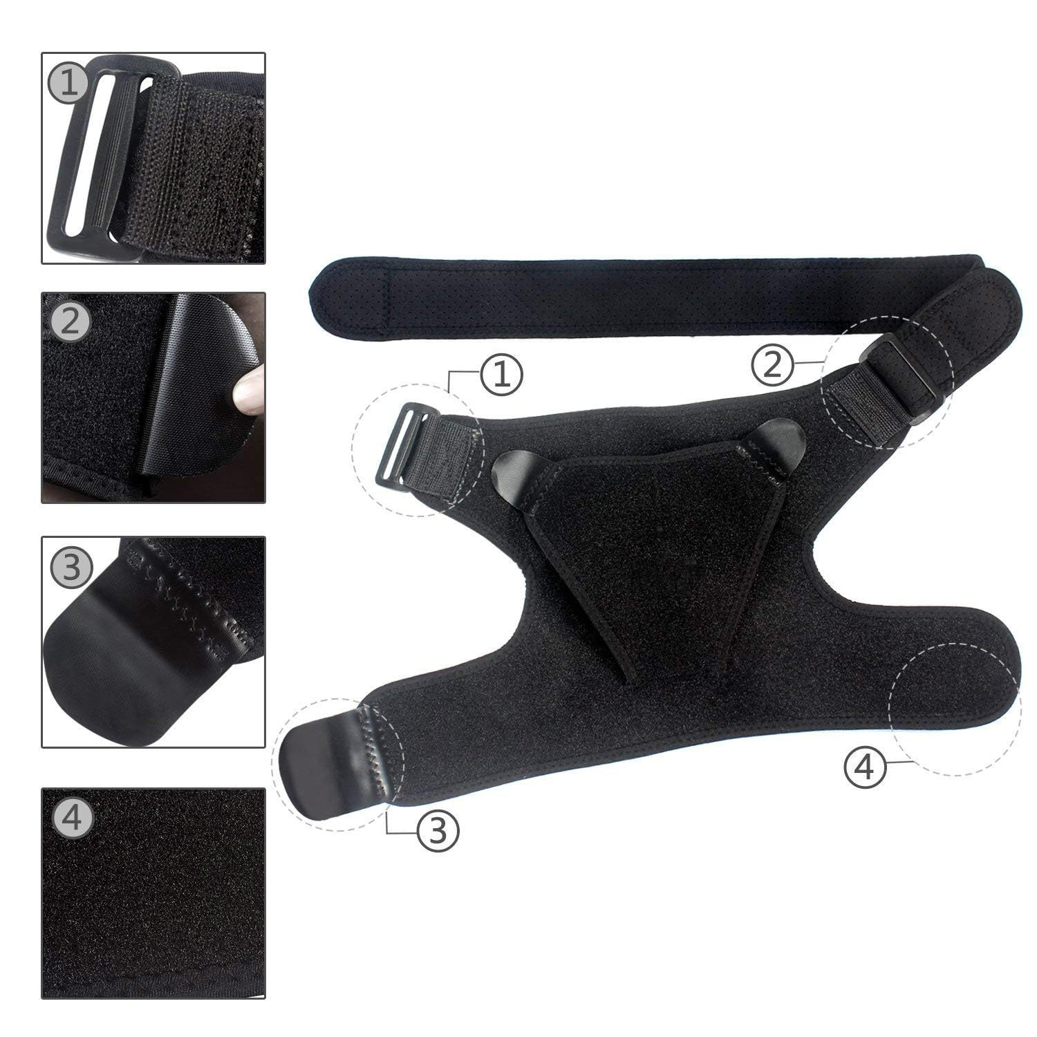 MEIION Neuleben Recover - Tutore per spalla regolabile in neoprene, per stabilità e sollievo dal dolore in artrite, lussazione, unisex, per spalla sinistra/destra