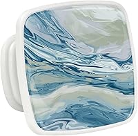 Vista 5 de LORVIES Paquete de 4 pomos decorativos de 1.2 pulgadas para gabinete, cristal ABS cuadrado blanco con un solo agujero, tiradores de puerta de cajón