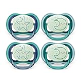 Philips Avent Ultra Air Pacifier - 4 x Light, Breathable Glow-in-The-Dark Baby Pacifiers for Babies Aged 6-18 Months, BPA Free with Sterilizer Carry Case, SCF376/08