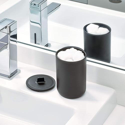 Miniatura 3 de iDesign Cade Canister - Tarro de almacenamiento de baño con tapa para baño, tocador, escritorio, encimera, 3.14 x 3.14 x 5.09 pulgadas, negro mate