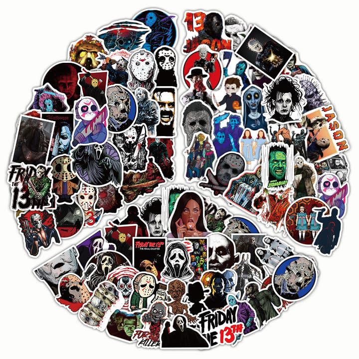 150PCS Horror Stickers Pack Horror Movie Stickers Horror Movie Gifts for Adults Teens Waterproof Vinyl Scary Decals for Water Bottle Laptop Phone Skateboard Luggage Cool DIY Decoration