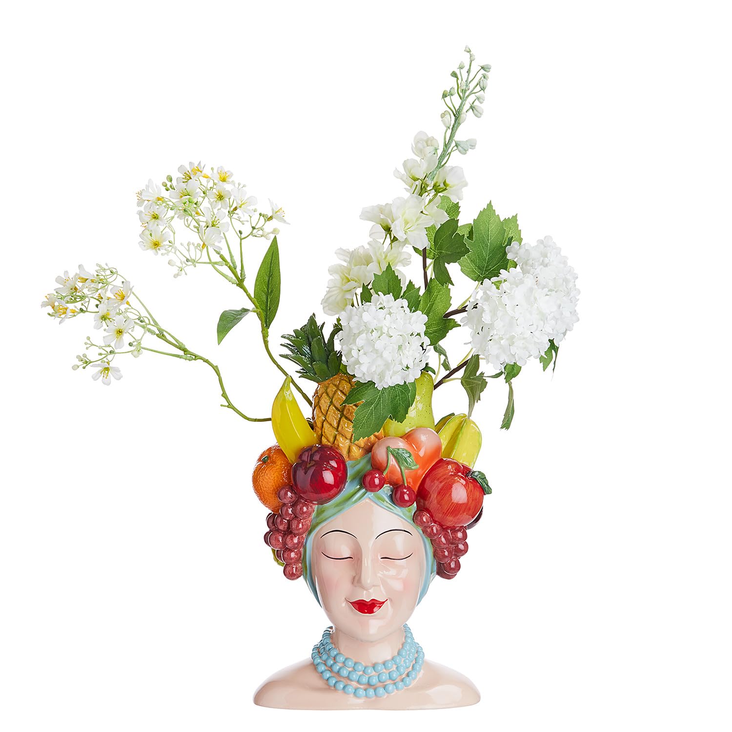 BUTLERS Blumenvase 21x23x36 cm Polyresin Dekovase - Lima - | Bunt - Blumenvase für Schnittblumen - Dekoration für Fensterbank & Flur - Tischvase für Kommode & Tischdeko