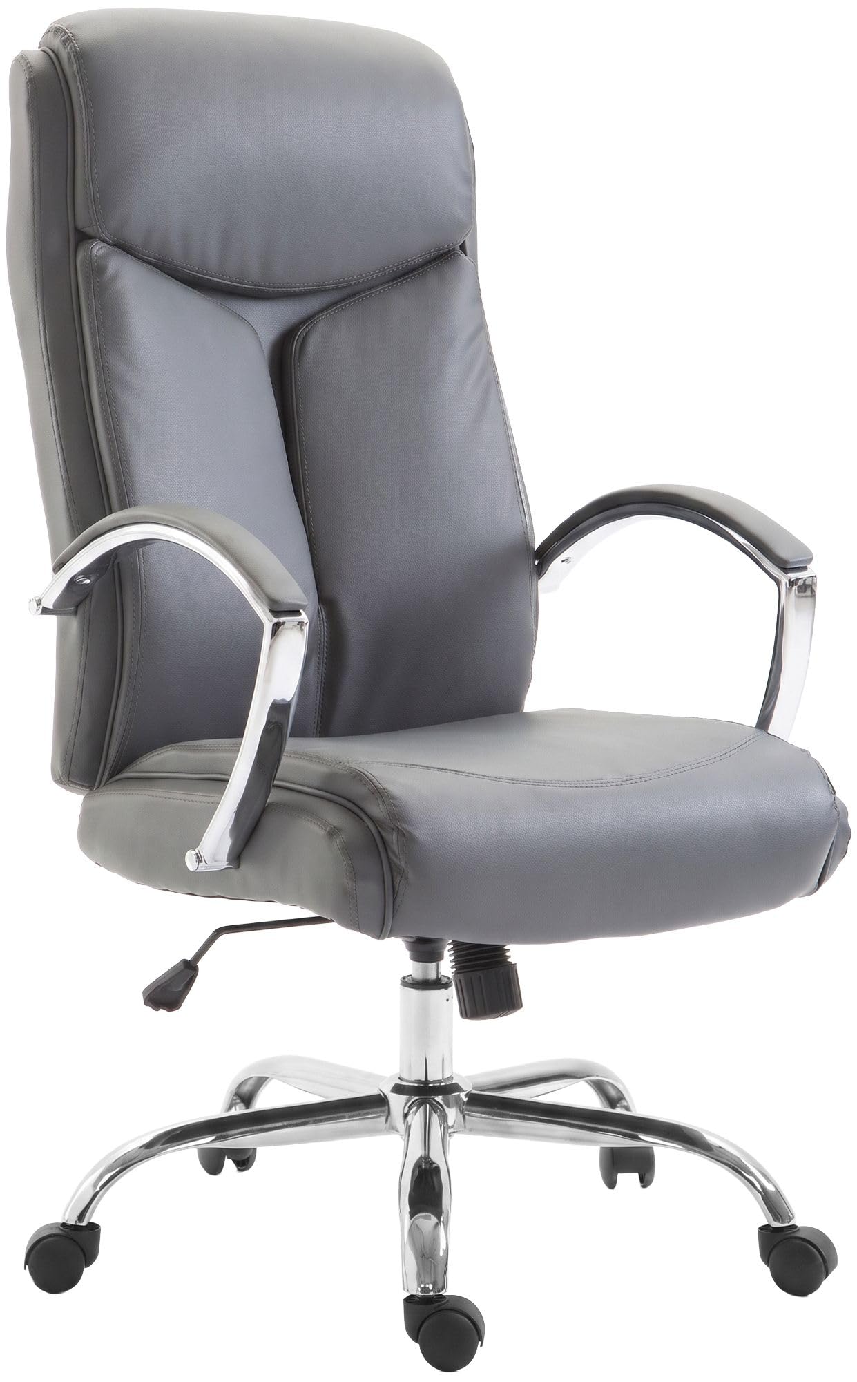 CLP Sedia da ufficio Arlen regolabile in altezza, sedia da scrivania in similpelle imbottita, girevole con braccioli e schienale, fino a 140 kg Colore:grigio