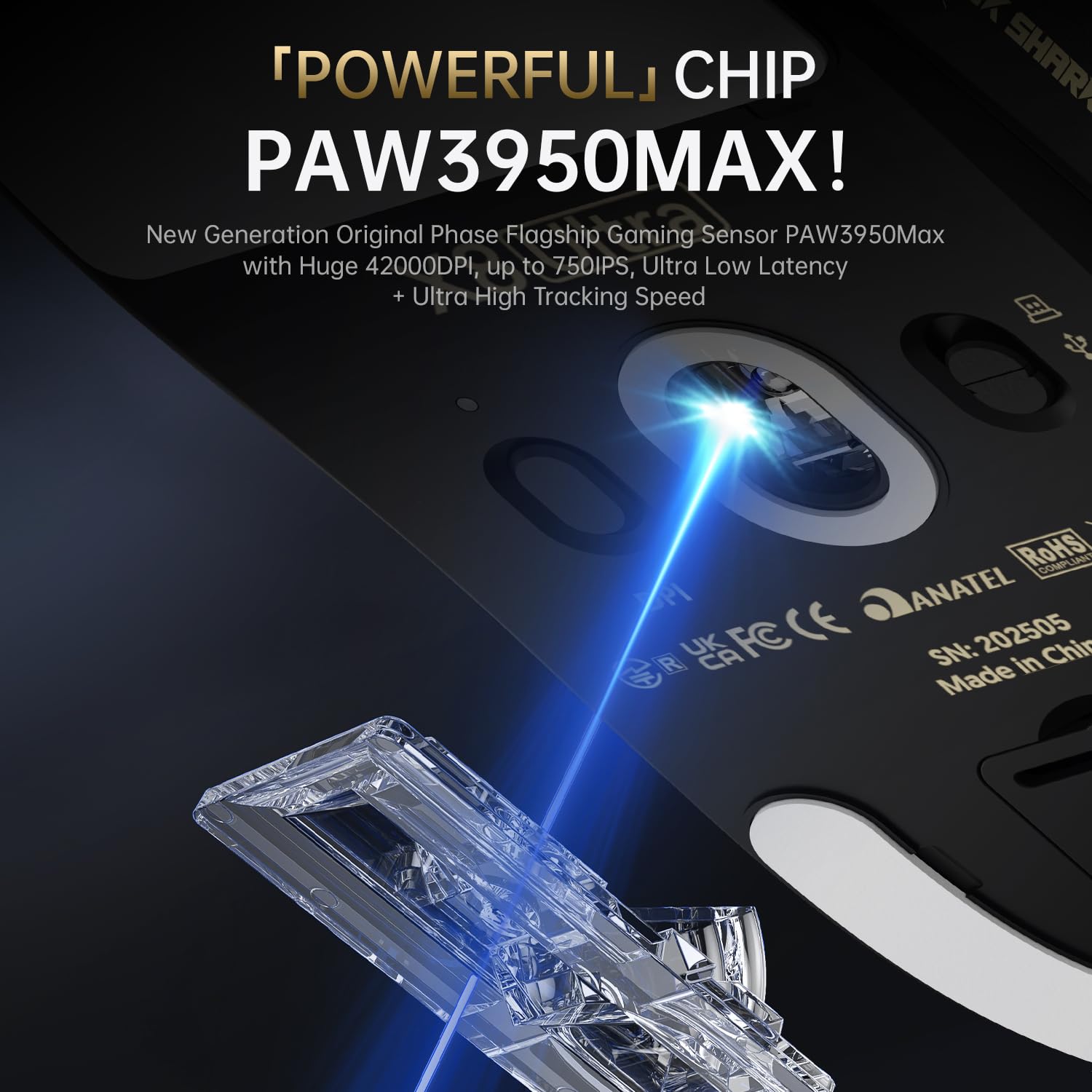 ATTACK SHARK X8ULTRA Mouse for Large Hand, 55g Superlight, PixArt PAW3950MAX Gaming Sensor, BT/2.4G Wireless/Wired, Adjustable dpi up to 42000, 500mAh Battery (Black)