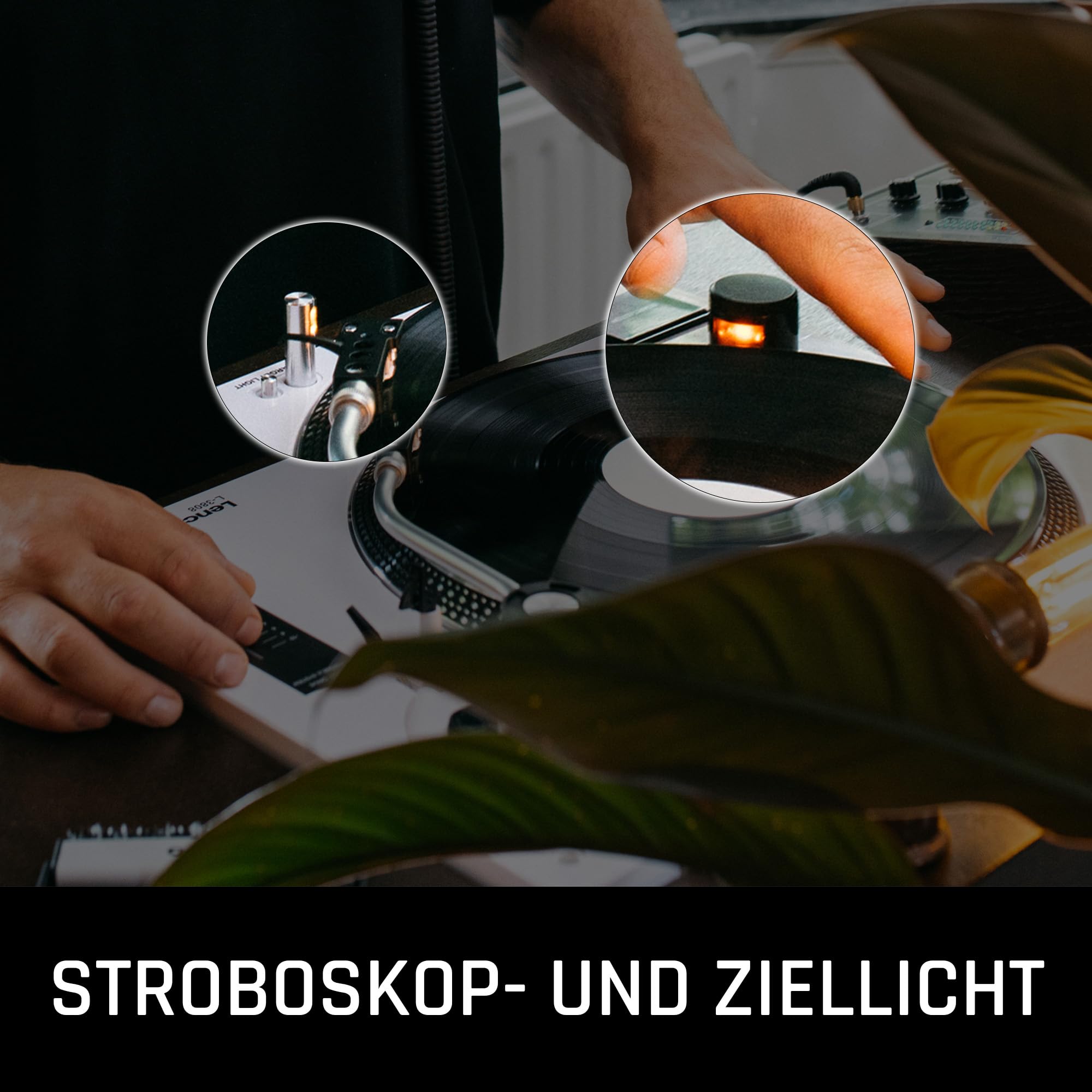 Lenco L-3808 USB DJ-Plattenspieler mit Direktantrieb - 33/45 U/min - Pitch-Control - Magnet-Tonabnehmer-System - Nadelbeleuchtung - Digitalisierung via PC - Staubschutzhaube - schwarz