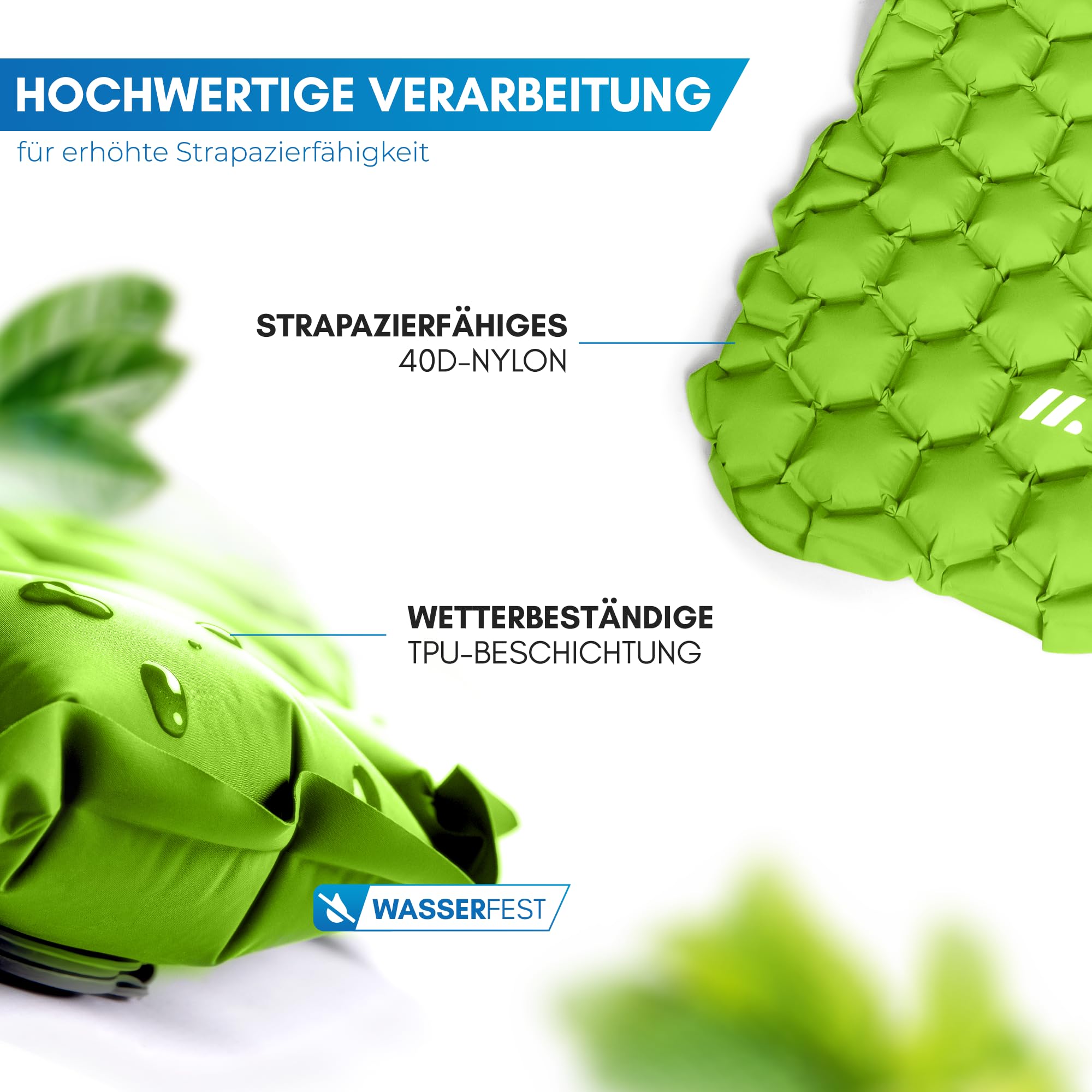 NORDMUT® Isomatte Outdoor [mit Reparaturset] Isomatte Camping | Isomatte Ultraleicht für Wandern, Outdoor, Camping - kleines Packmaß