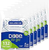 Dixie To Go 12 oz Insulated Paper Coffee Cups 132 Count - Disposable PerfecTouch for Hot Cold Drinks On The Go