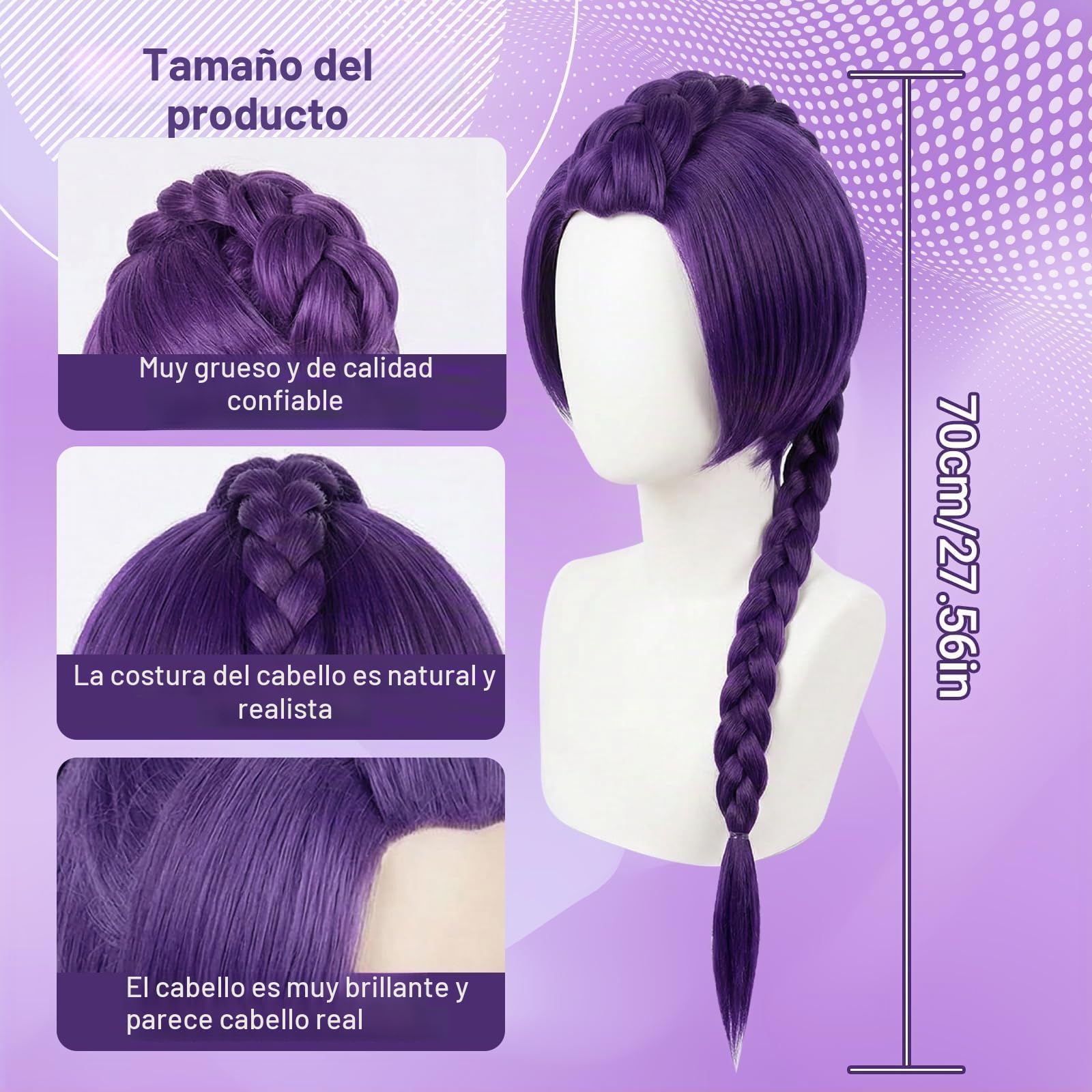 Peluca de Anime para Cosplay, dellyy Peluca Trenza Niña para Hunters, Peluca Larga de Pelo, Peluca de Cosplay para Mujeres