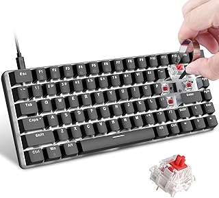 Hot-Swappable Gaming Mechanical Keyboard Red Switch 82 Keys Ultra-Compact 80% Gaming Keyboard USB Type-C Wired LED White Backlit with Three Extra Switches for Office, Typists and Play Games (Black)