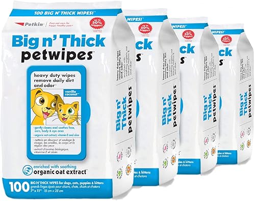 Petkin Pet Wipes for Dogs and Cats, 400 Wipes - Large Pet Wipes for Dogs and Cats - Cleans Ears, Face, Butt, Body and Eye Area - Convenient, Ideal