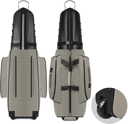 BROTOU Bolsas de viaje de golf para aerolíneas con ruedas de tanque y carcasa rígida de acrilonitrilo butadieno estireno, funda de viaje para club