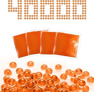 Gel Ball Bullet Refill Ammo 7-8mm(4 packs-10,000 per Pack),Water Ball Beads for Gel Toy Blasters Non-Toxic Eco Friendly Water Gel Beads for Gel Gun, Compatible with Gel Gall (Orange)
