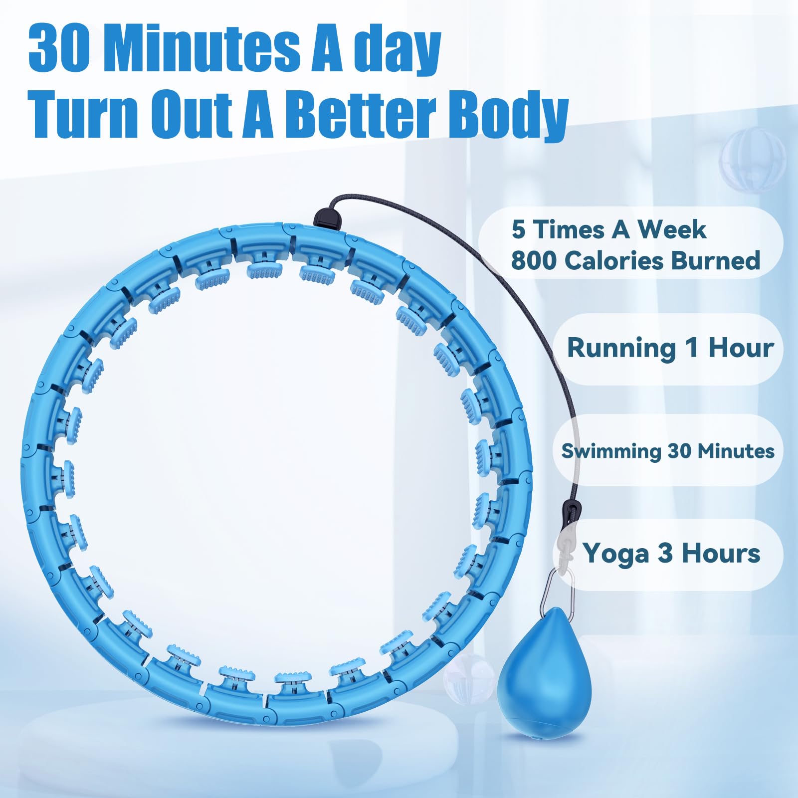 OurStarry Smart Cerceau Hula Fitness Hoop Adulte et Enfant, Weighted Hula Cerceau Hoop ​Intelligent, 24 nœuds en Vrac détachables