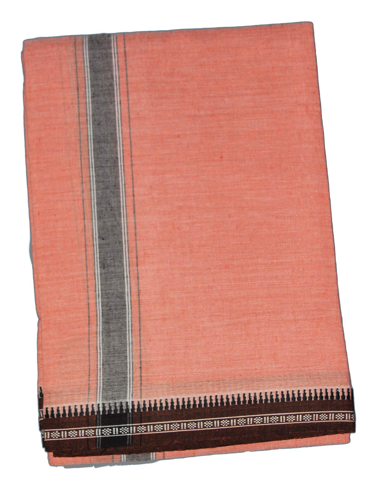 Prakasam Cotton Mens Single Colour Dhoti/Size  1.28 X 2.00 Meter / 100% Cotton Single Mundu/Mens Cotton Dhoti (Orange)