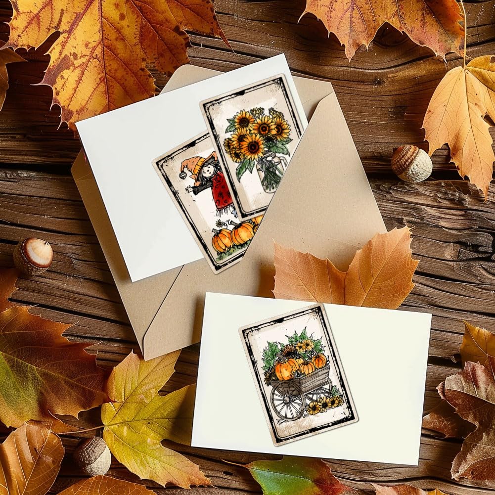 Timbri Trasparenti Autunno Francese | GLOBLELAND 4 Fogli | Motivi Foglie E Gatti | Per Fai Da Te - Foto 12
