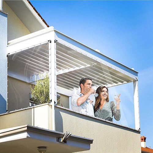 Miniatura 8 de Lona transparente con ojales, cubierta de lona transparente resistente al agua de 6 x 8 pies con borde reforzado, lona de vinilo de PVC de 0.551 in