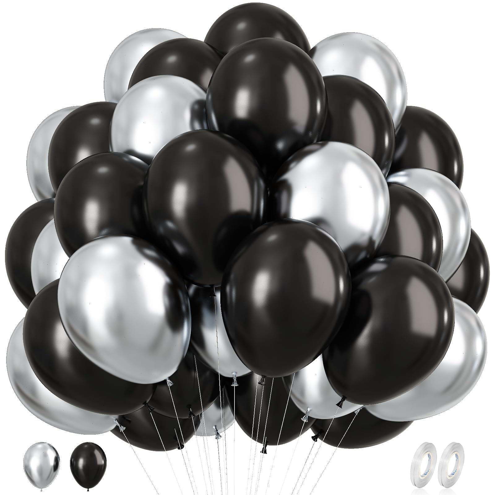 Set di 18 palloncini decorativi per compleanno colore nero argento con numeri palloncini pellicola coriandoli Happy Birthday Bunting Banner decorazione di compleanno per 18 anni per ragazzi ragazze