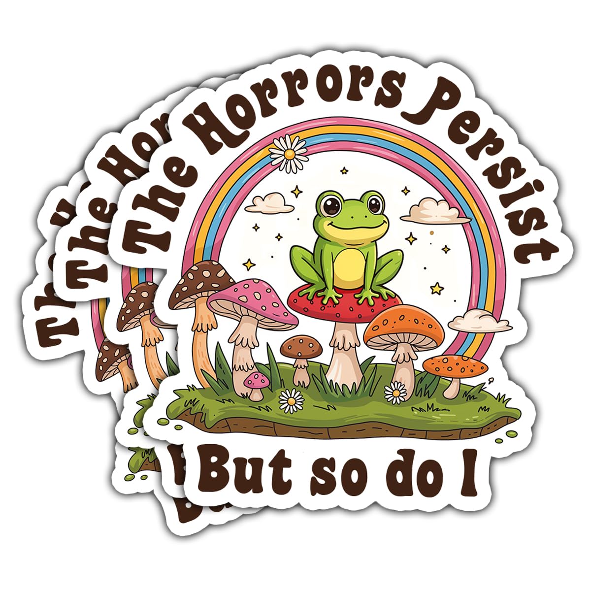 3 Pcs The Horrors Persist But So Do I Sticker Funny Antisocial Stickers Horror Stickers for Water Bottles Stickers for Laptop Water Bottle Tumbler Phone Case Hat Helmet Gifts 3"x3"