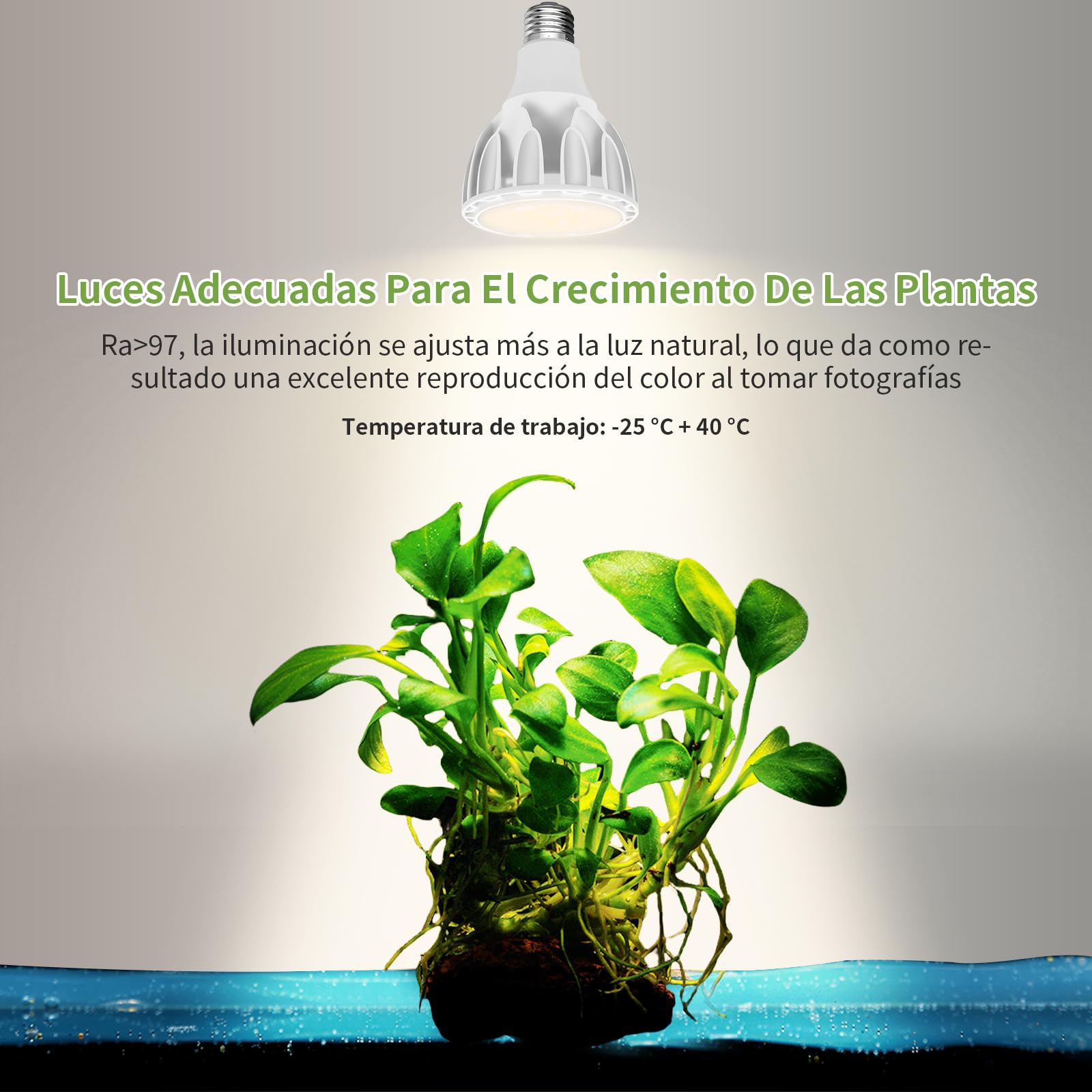 JESLED Lámpara LED de Espectro Completo Para Plantas de 30 W, E27, Luz de Crecimiento de 4100 K Adecuada Para Plantas de Interior, Alto PPFD Adecuado Para Verduras, Frutas, Plantas Y Flores