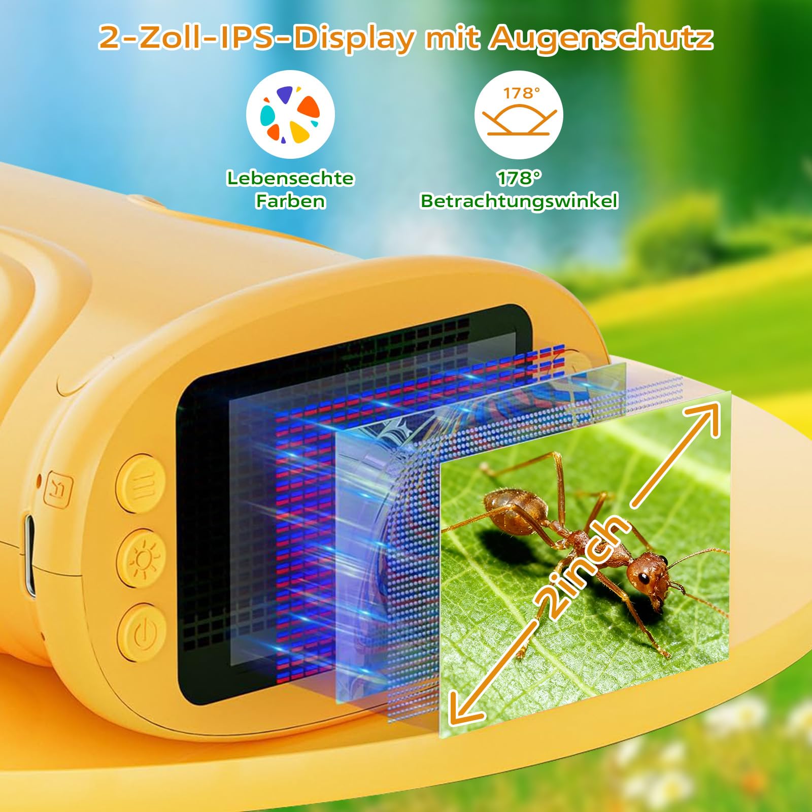 1000X Digital Mikroskop für Kinder, Handy Taschenmikroskop mit 2.0" IPS Bildschirm & 8 LED Licht für Kinder im Alter von 3–6, 6–12 Jahren, Studenten, Jungen und Mädchen [inkl Fotofunktion]
