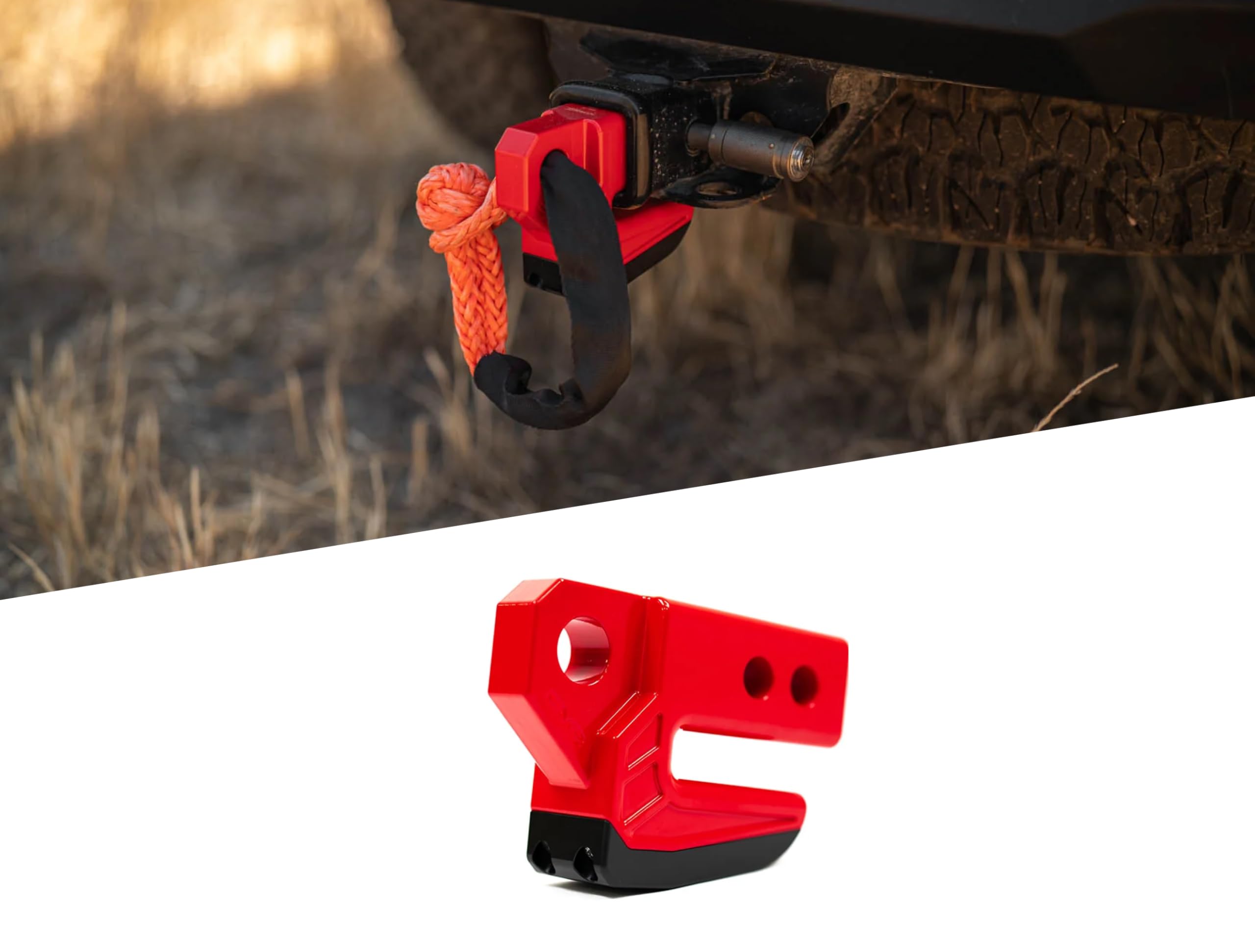DV8 Offroad Xtract Hitch Skid Plate | Hitch Mounted Rear Skid Plate | 1" Thick Mount for 3/4" D-Ring | Designed to Mount to 2" Receiver with a 5/8" Pin | 13,000 lb Working Load Limit (Red)