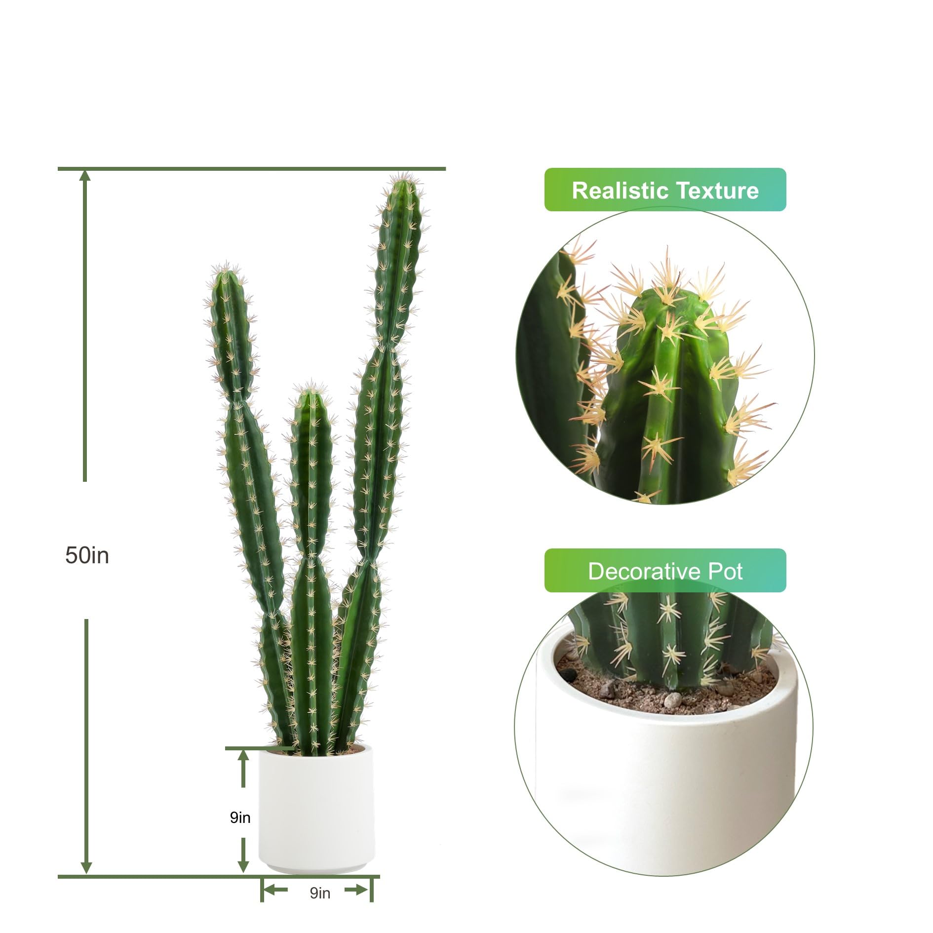 Amazon.com: Nafresh Tall Faux Cactus Plant，50in Realistic