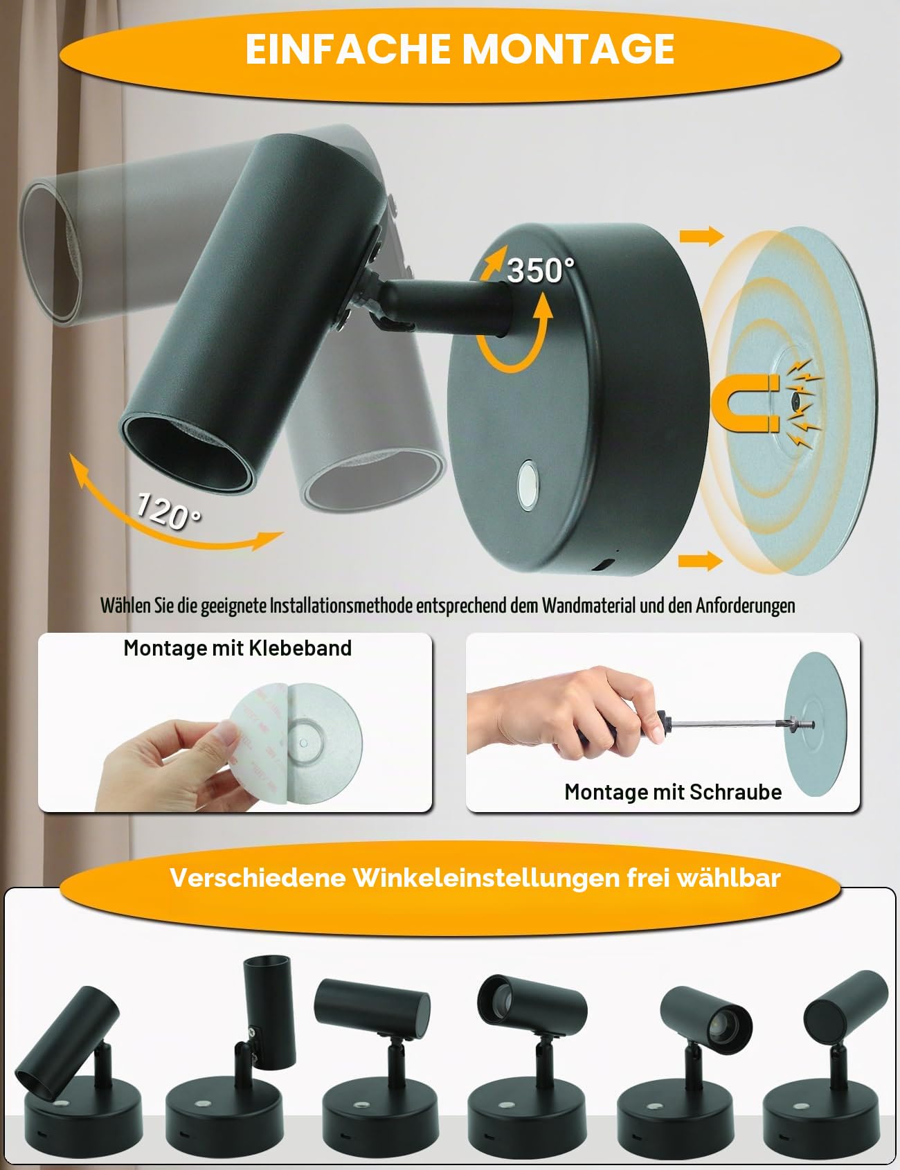 HSLighting Spotlights für den Innenbereich mit Fernbedienung, 5000mAh Wiederaufladbares Bild-Spotlight, Kabellose LED-Akzentbeleuchtung mit Timer & Dimmfunktion 3 CCT Mini-Spots für Gemälde, 2 stk