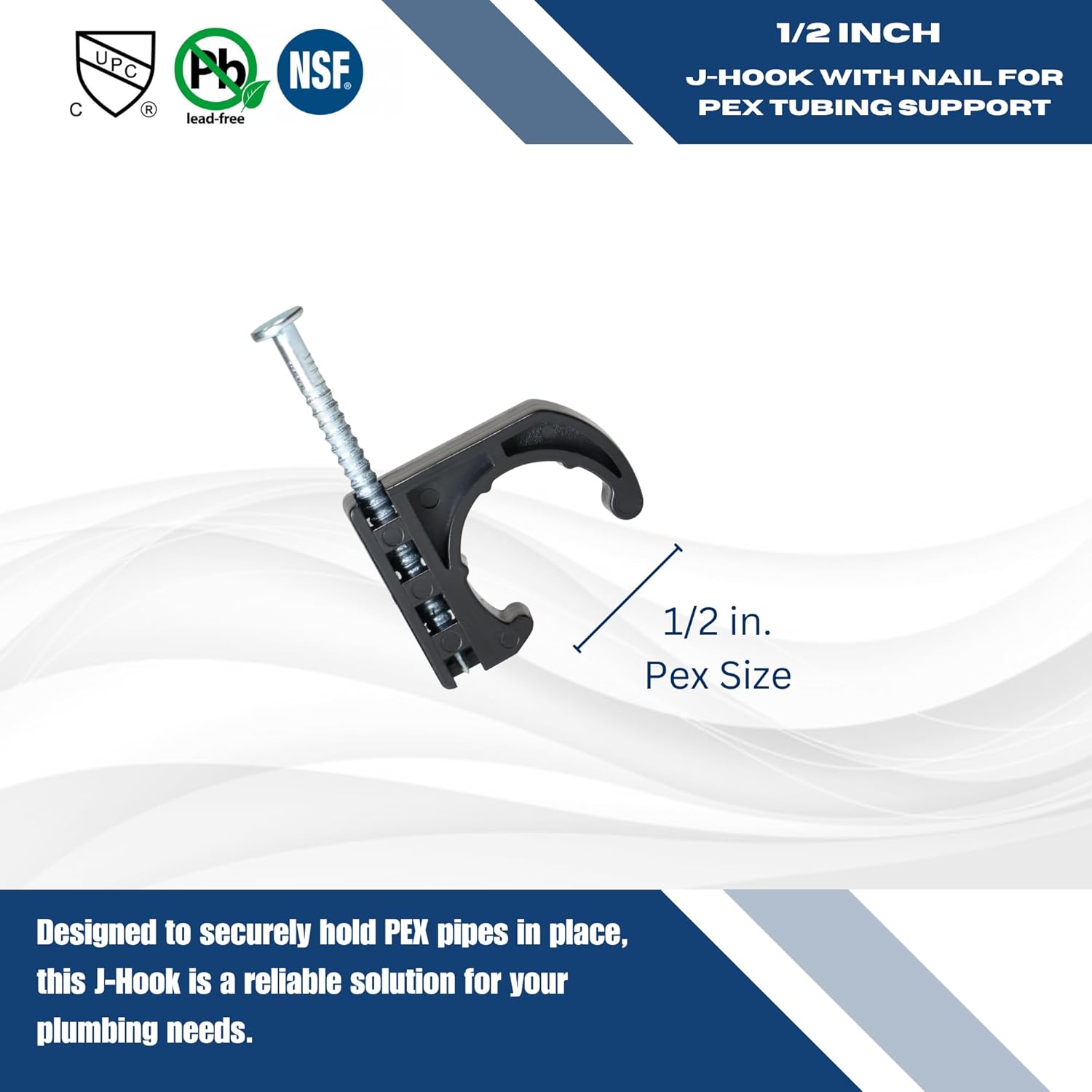 XFITTING J Clamps for 1/2" Pex, Copper, CPVC Tubing ect. Tube Talons with Nail, 26-4-2 (1000)