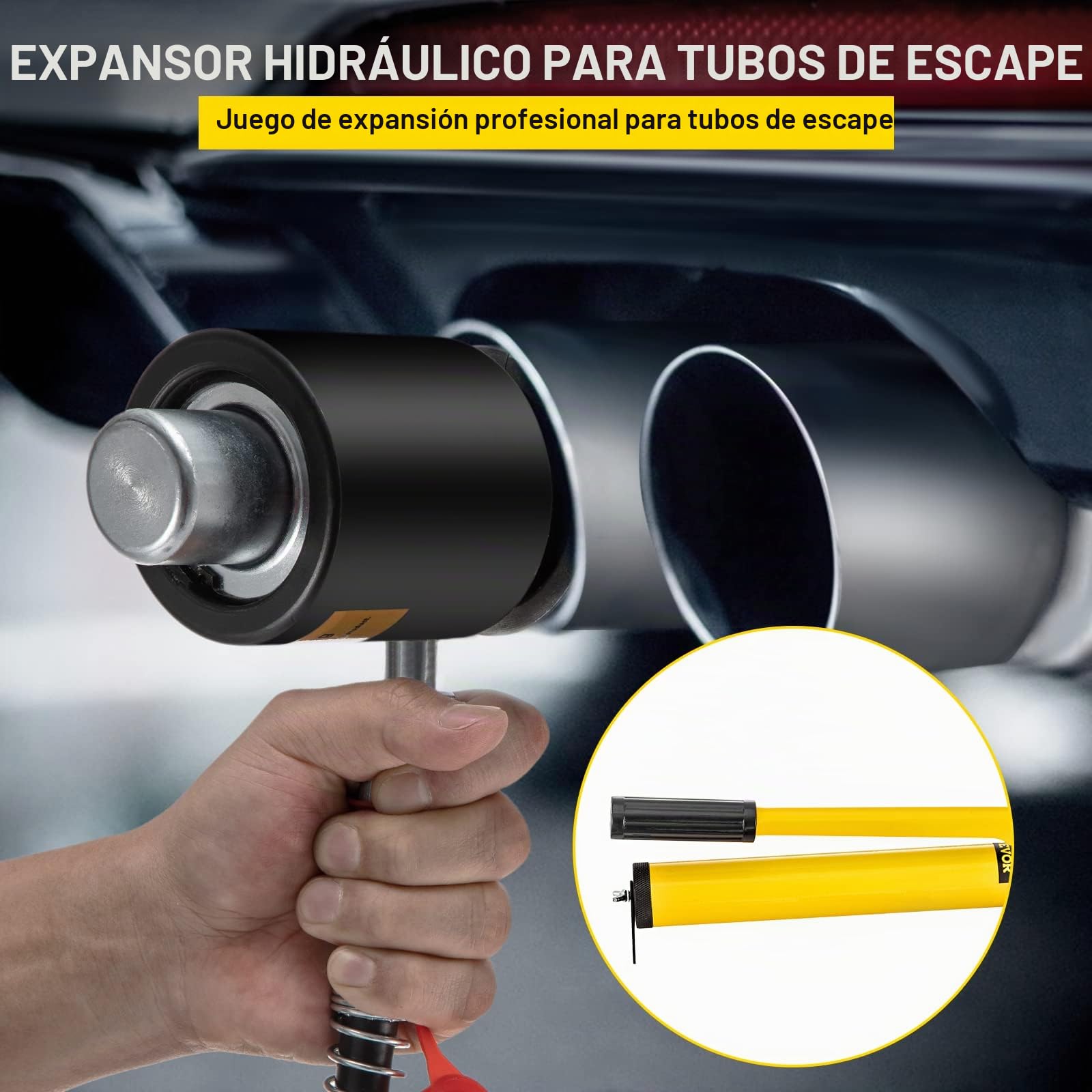 VEVOR Expansor de tubo de escape hidráulico tamaño 1-5/8" a 4-1/4" estirador de tubo hidráulico manual 10T 4 troqueles 2 cajas de almacenamiento para tubos de cobre y aluminio reparación de automóvil