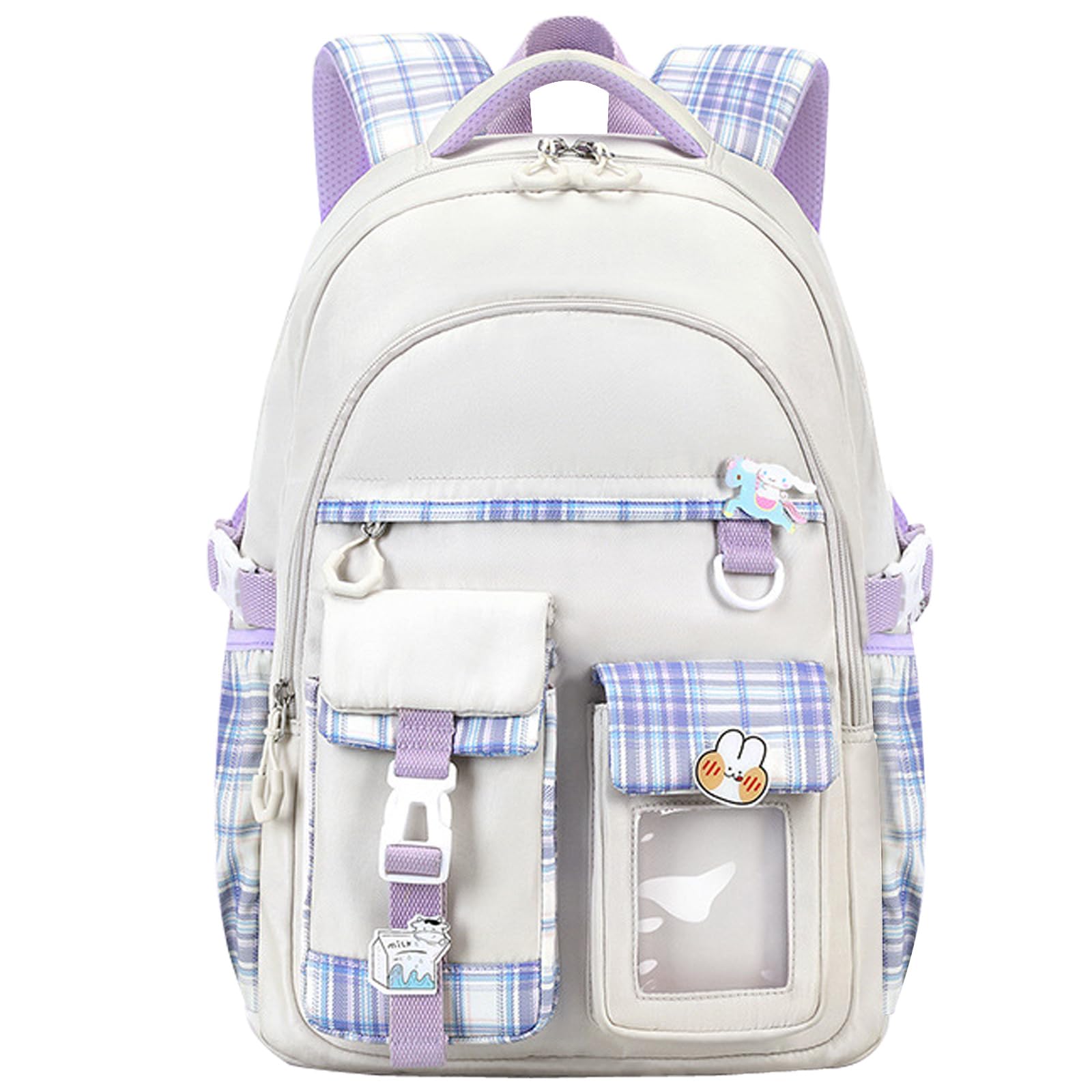 KEBEIXUANKids Primary School Bag for Girls, Personalised Kids Backpack Lightweight Girls School Bookbags with Kawaii Pendant for Kids Age 6-12