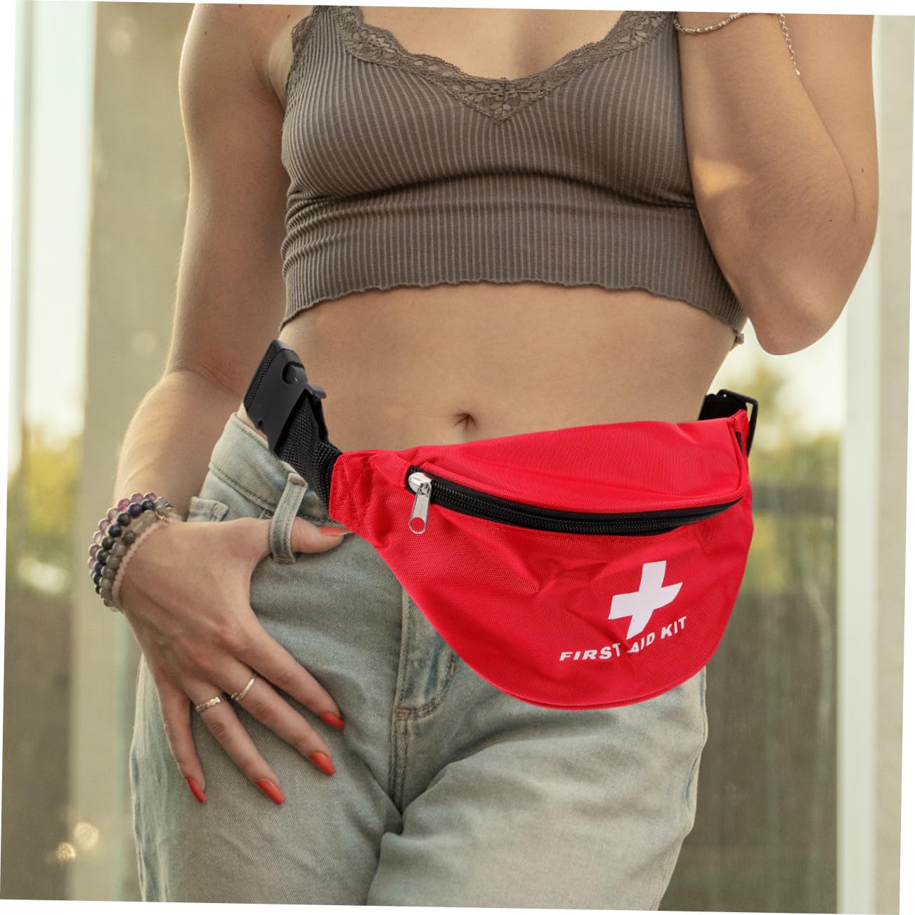 TOYANDONA Bolsa De Primeros Auxilios Bolsa De Medicina De Cintura Bolsa De Viaje De Medicina Bolsa De Emergencia De Coche Bolsa De Kits Médicos Tela De Nailon Rojo 2 Piezas X 4